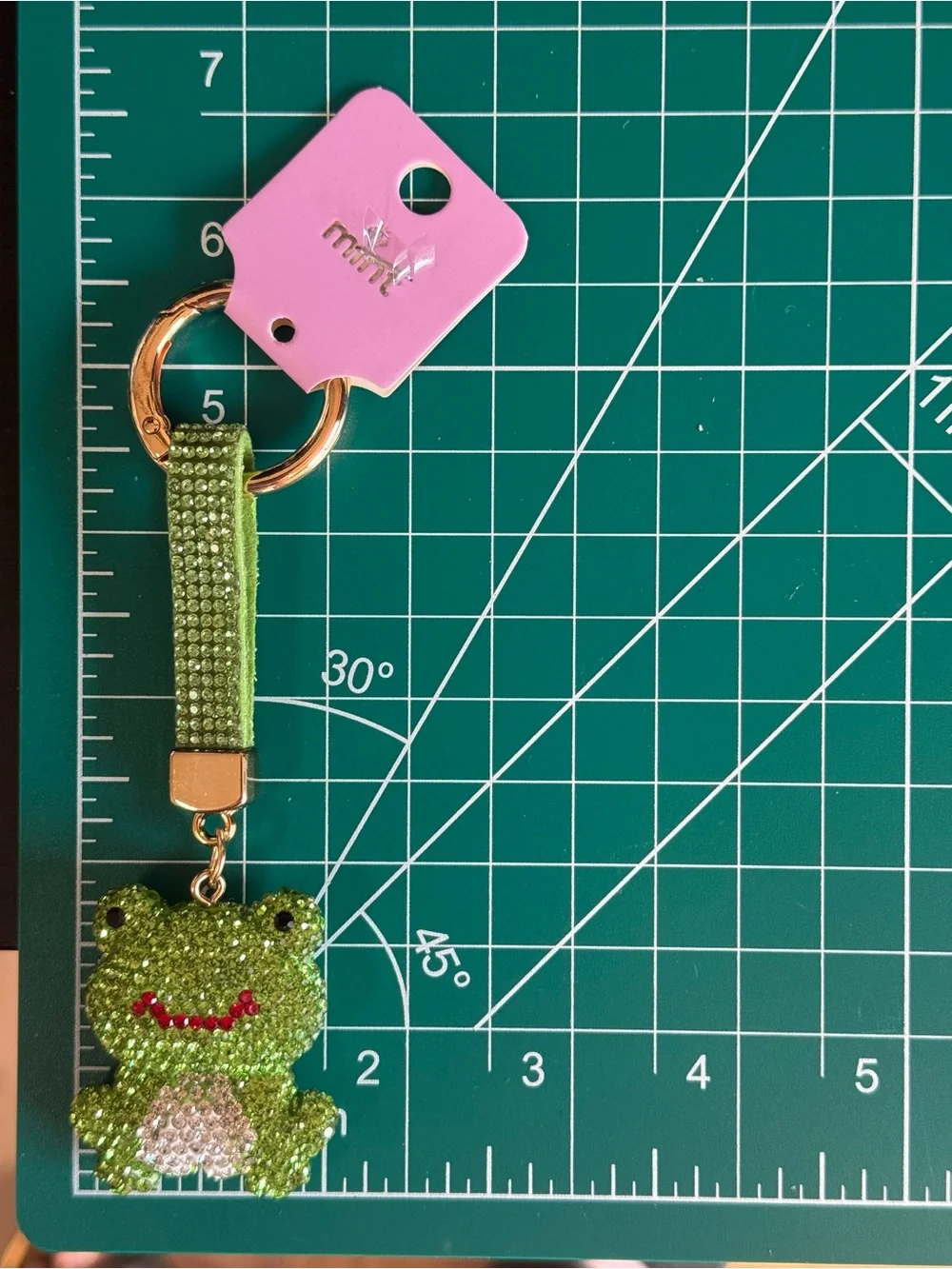 Mint Rhinestone Frog Keychain Bag Charm NWT